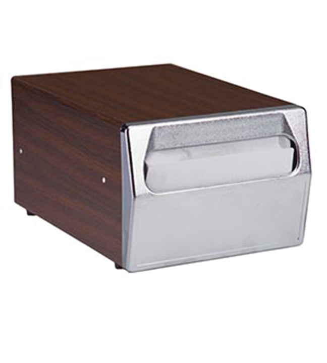 Single-Sided Walnut Counter Top Napkin Dispenser